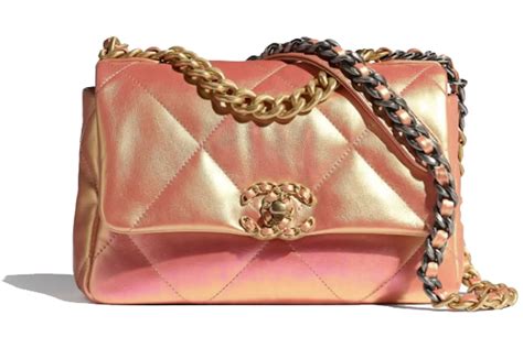 chanel 19 flap bag gold|Chanel 19 Flap Bag Iridescent Pink .